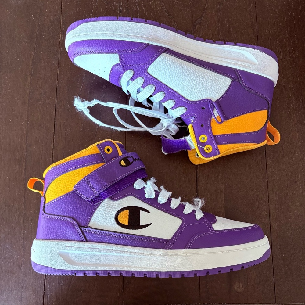 Champion Drome Hi C High Top Sneakers‎ Shoes Purple, White, Yellow Size 10
